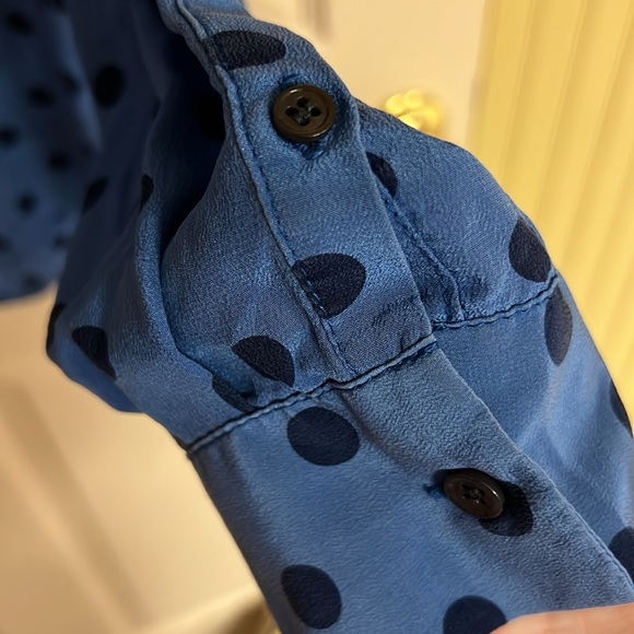 Blue Polka dot long sleeve button down top - Picture 3 of 3